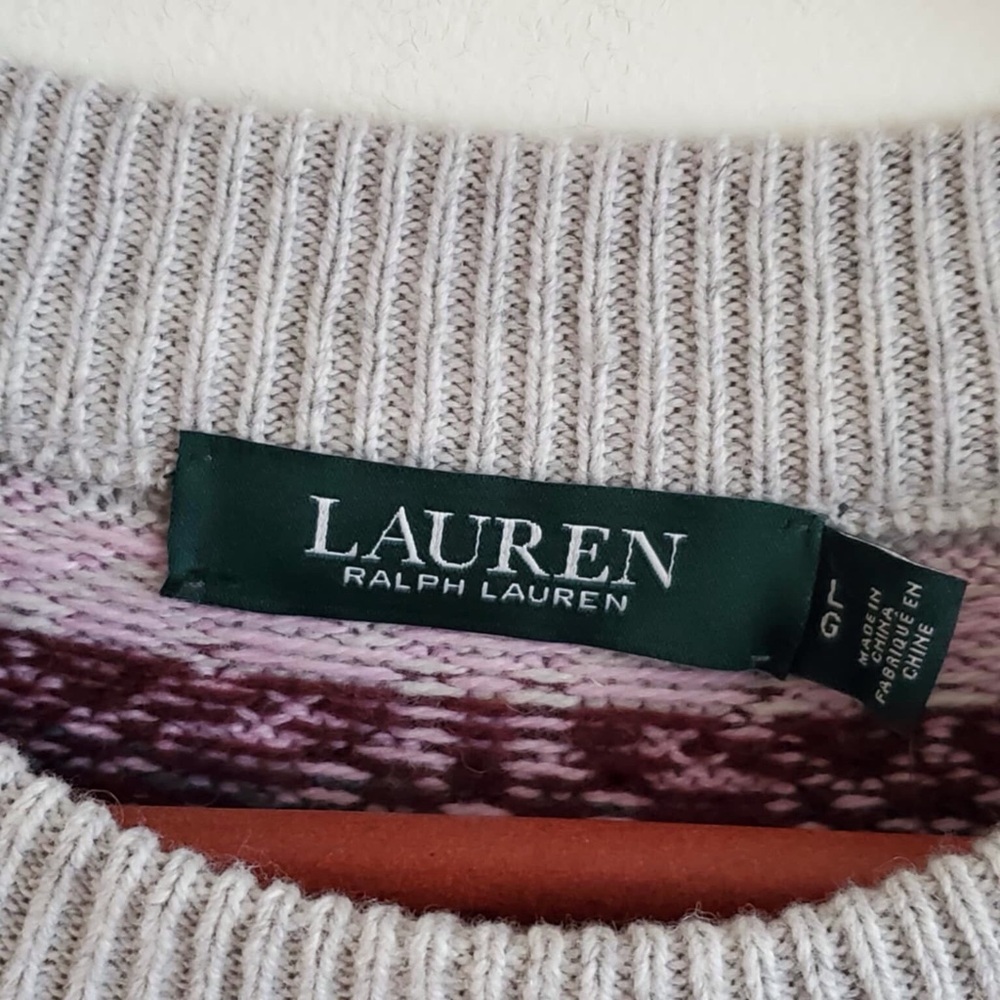 Ralph Lauren Fair Isle Purple Gray Sweater NWT L - Picture 6 of 11